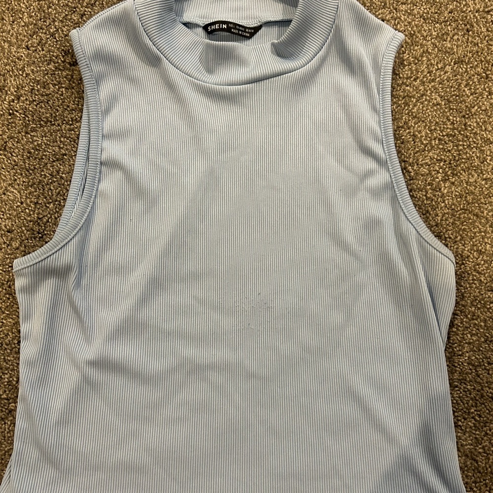 Light blue mockneck tank